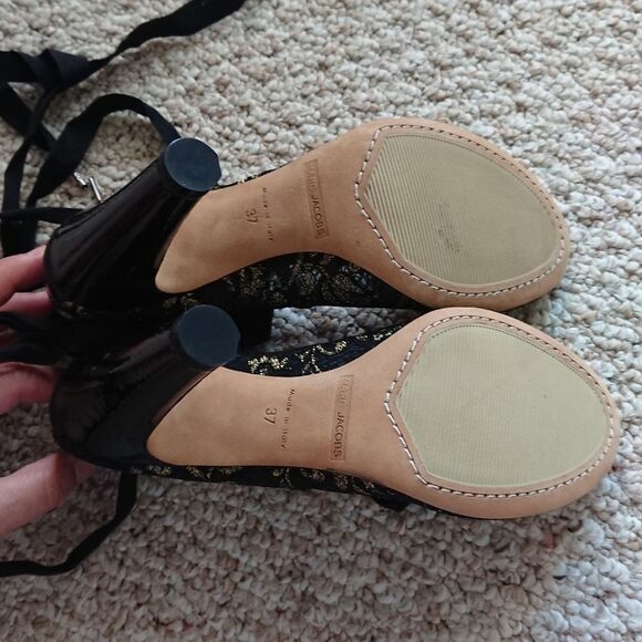 Marc Jacobs Black Mesh Patent Leather Gold Print size 37 - Picture 11 of 11